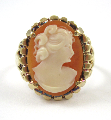 Appraisal: CAMEO AND TEN KARAT YELLOW GOLD RING with four gold