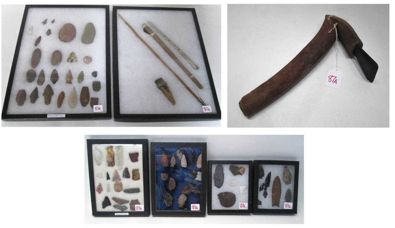 Appraisal: COLLECTION OF NATIVE AMERICAN POINTS AND ARTIFACTS including woodwind instrument