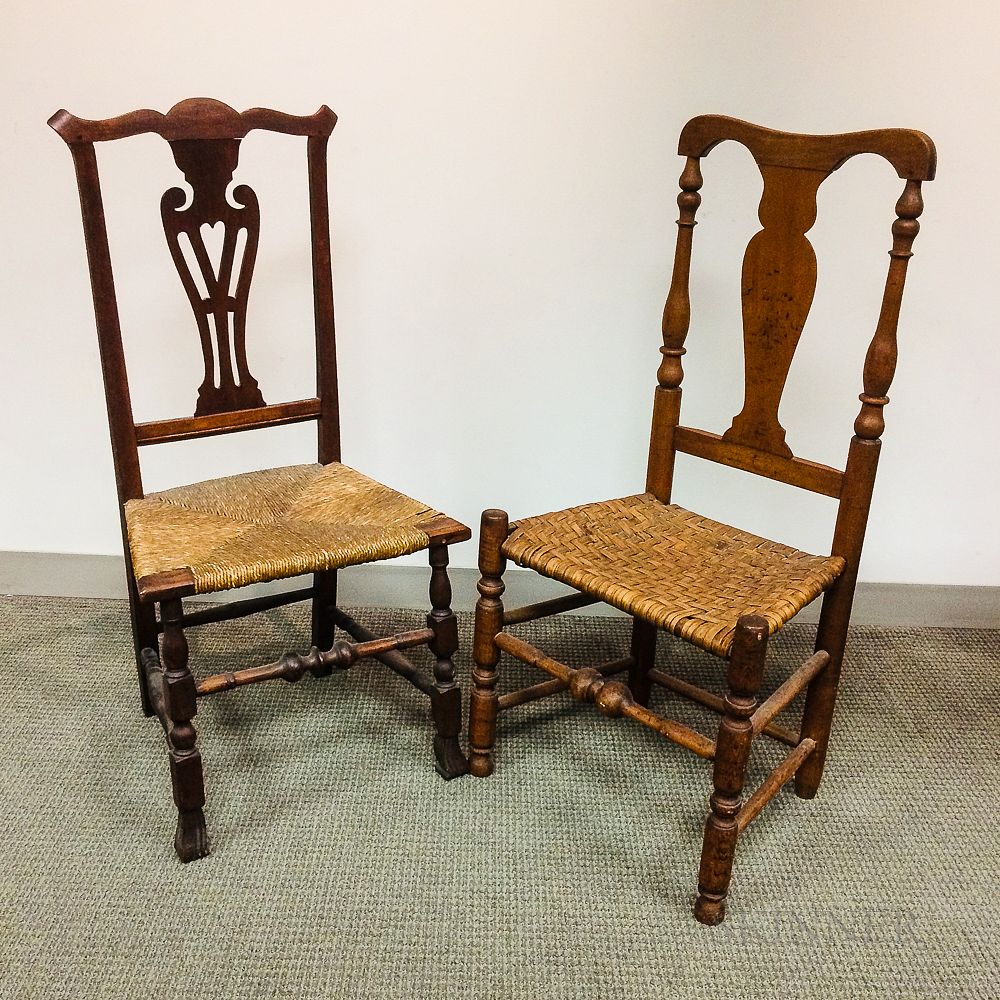 Appraisal: Two Queen Anne Maple Side Chairs Two Queen Anne Maple