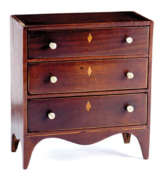 Appraisal: Miniature Federal inlaid mahogany chest of drawers th century three