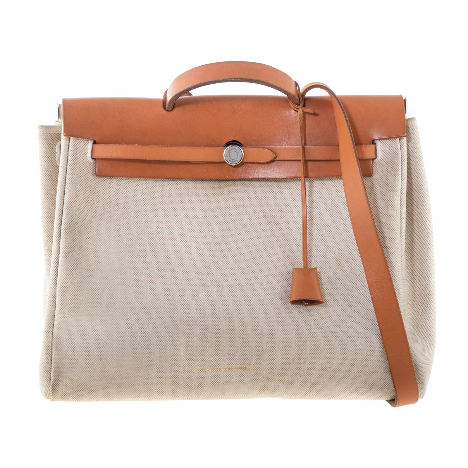 Appraisal: AN HERMES HERBAG GM A natural beige Toile H Canvas