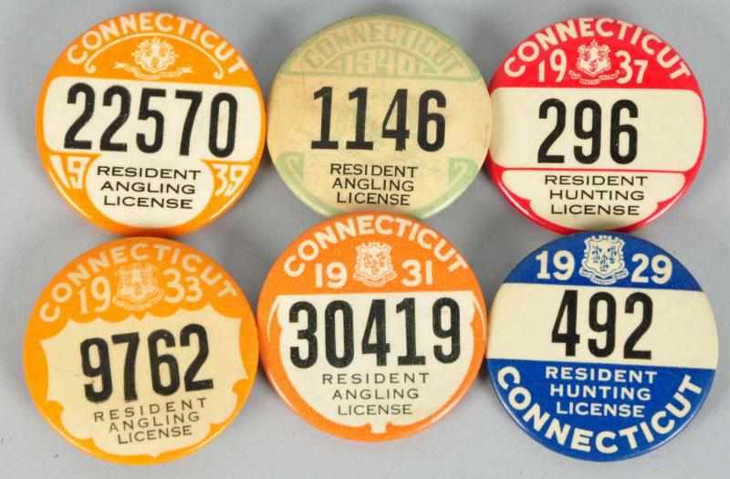 Appraisal: Lot of Connecticut Hunting License Pins Description Includes fishing and