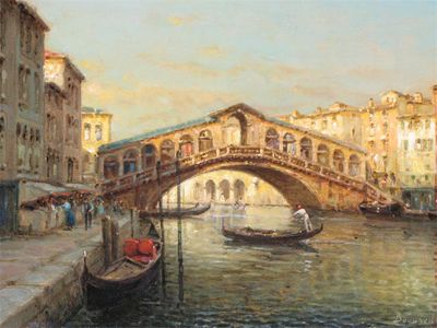 Appraisal: Antoine Bouvard - The Rialto Bridge Venice and the Doge's