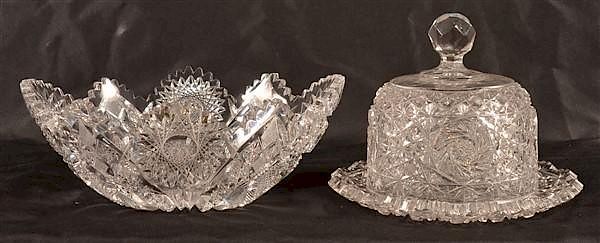 Appraisal: Pcs of American Brilliant Cut Colorless Glass Two Pieces of