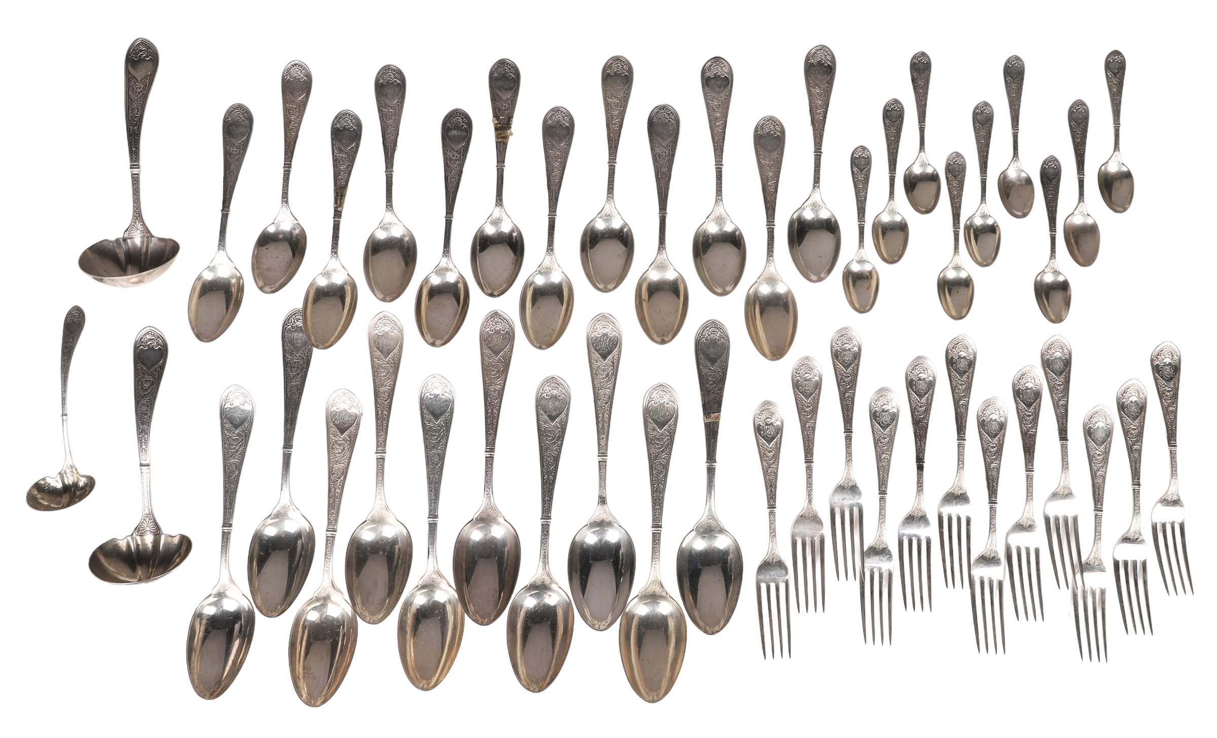 Appraisal: Gorham sterling silver flatware -letter monogram TO c o -