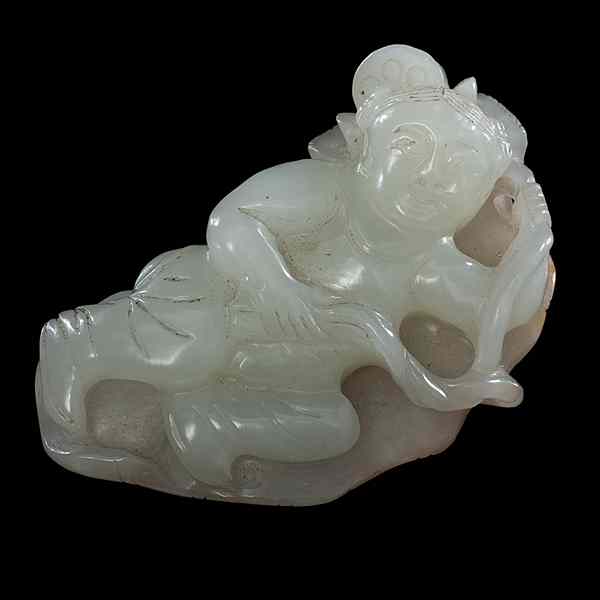 Appraisal: Chinese Celadon Jade Carving Chinese th century A pale celadon