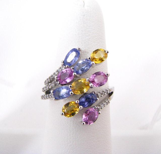 Appraisal: K White Gold Yellow Tanzanite Pink Sapphire and Diamond Ring