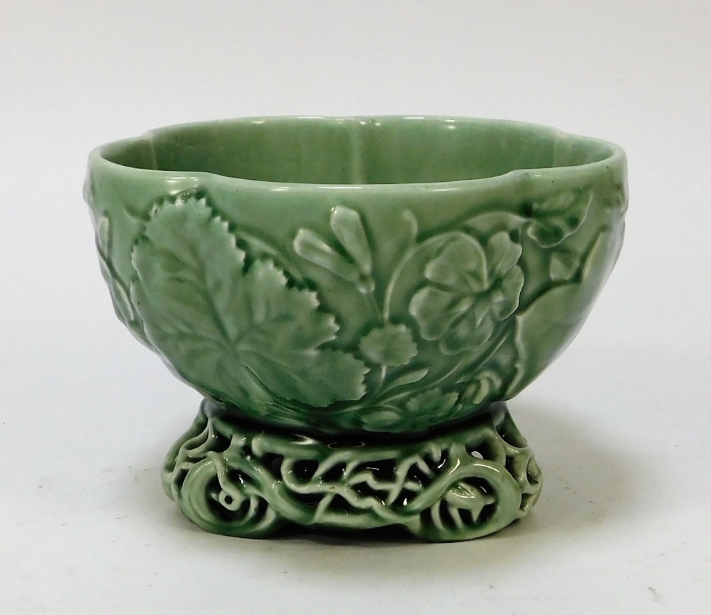 Appraisal: ENGLISH T I DECK MAJOLICA AESTHETIC CELADON BOWL England th