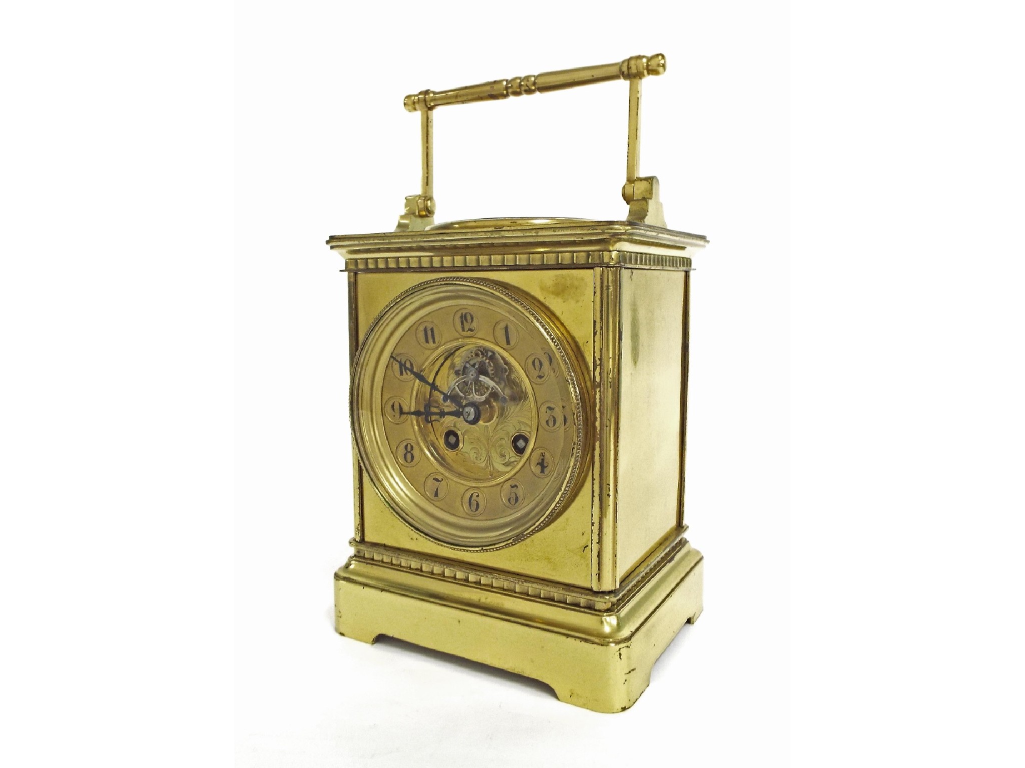 Appraisal: Good brass two train mantel clock aneroid barometer the movement