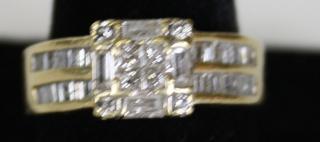 Appraisal: k y g ladies ring having small square cut diamonds