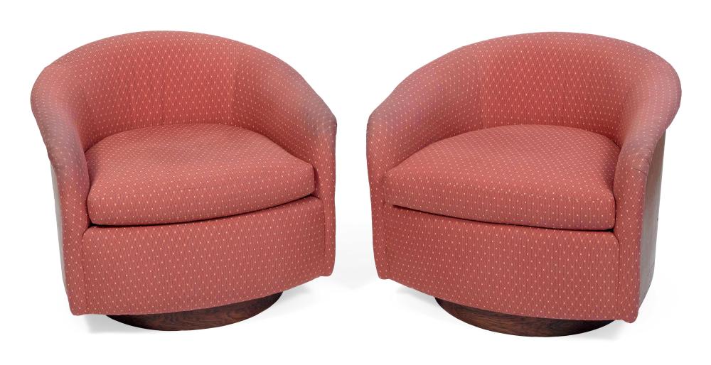 Appraisal: PAIR OF MILO BAUGHMAN FOR THAYER COGGIN SWIVEL TUB CHAIRS