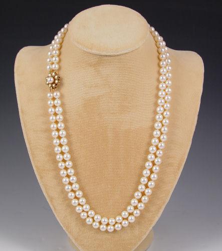 Appraisal: '' DOUBLE STRAND CULTURED PEARLS Double strand of mm cultured