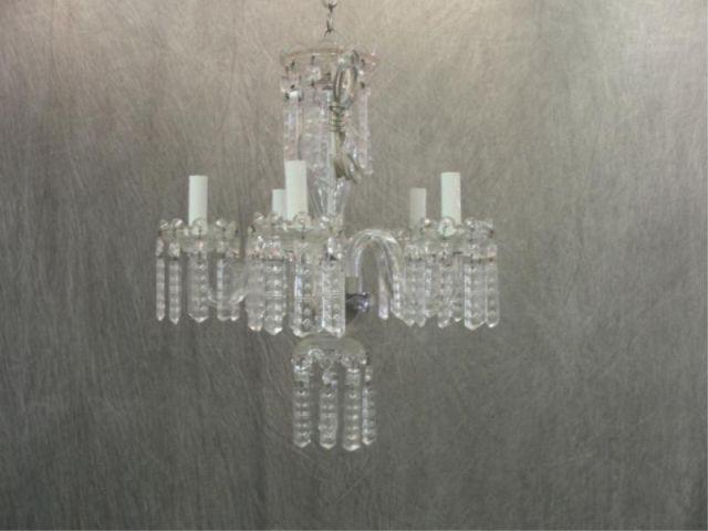 Appraisal: Arm Crystal Chandelier with Elongated Cut Crystal Prisms From an