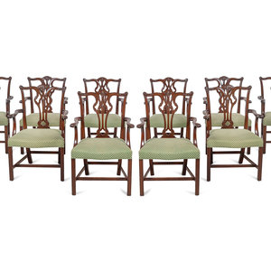 Appraisal: A Set of Ten George III Style Mahogany Armchairs th