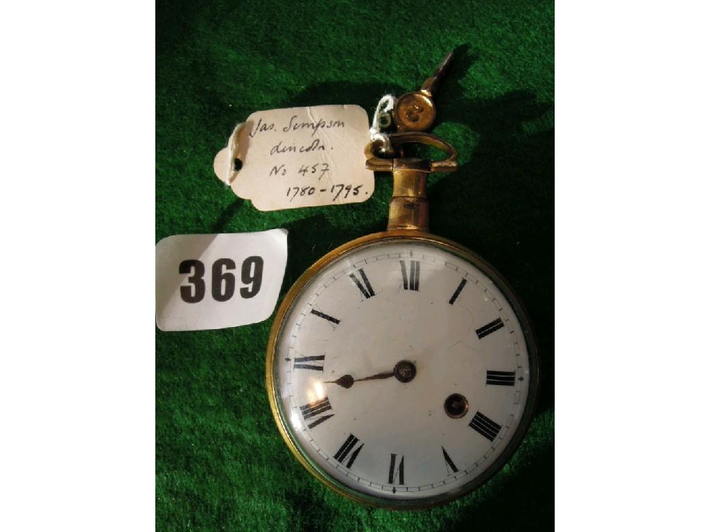 Appraisal: A Georgian gentleman's pocket watch with gold plated case James