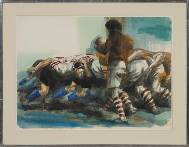 Appraisal: Frank Ashley American b Scrum Stanford vs Monterey c watercolor