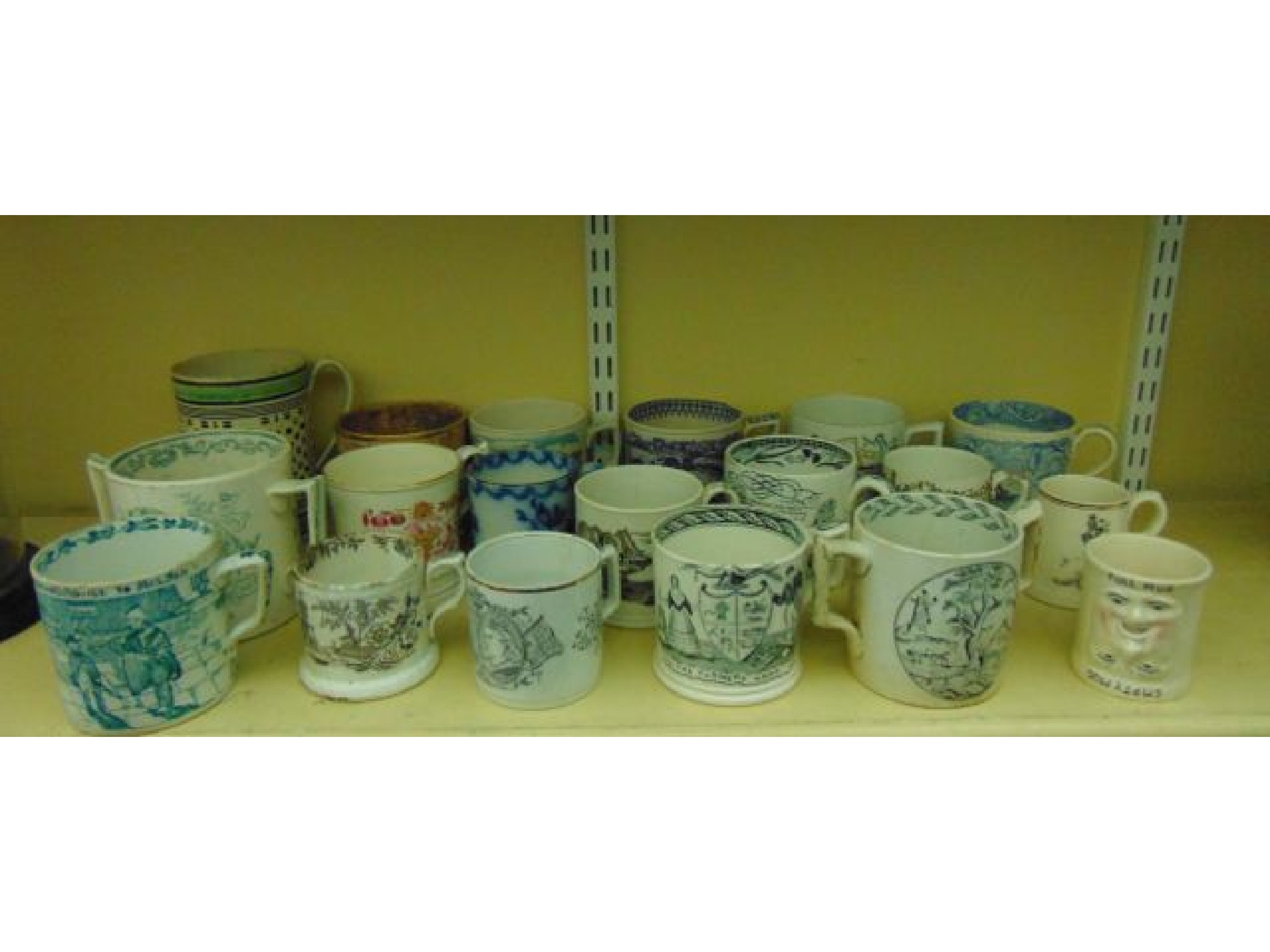 Appraisal: A collection of seventeen th century printed mugs including Farmers