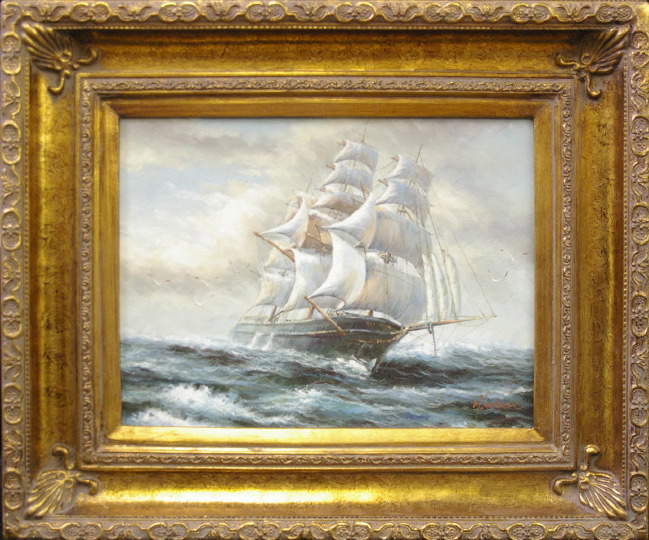 Appraisal: British School st Century Ship on a Stormy Sea oil