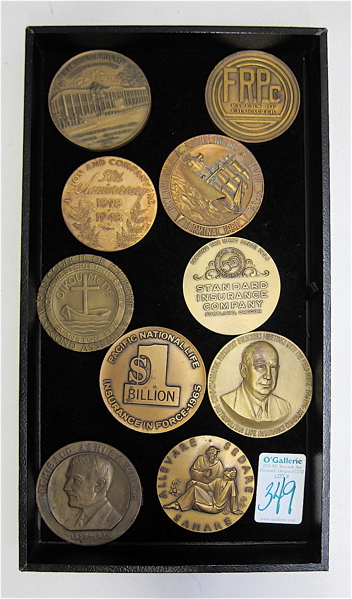 Appraisal: COLLECTION OF TEN BRONZE MEDALS Fox River Paper Co Fiftieth