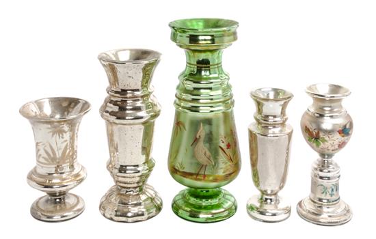 Appraisal: Sale Lot A Collection of Five Mercury Glass Vases of