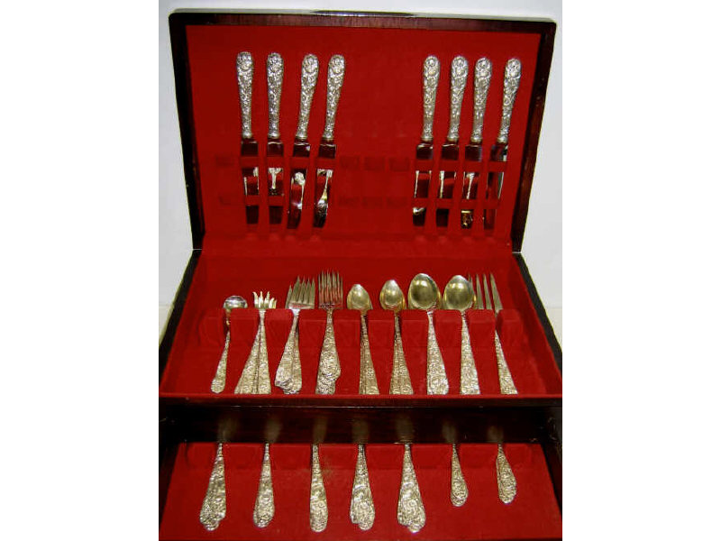 Appraisal: S KIRK SON STERLING SILVER REPOUSSE FLATWARE A multi-motif set