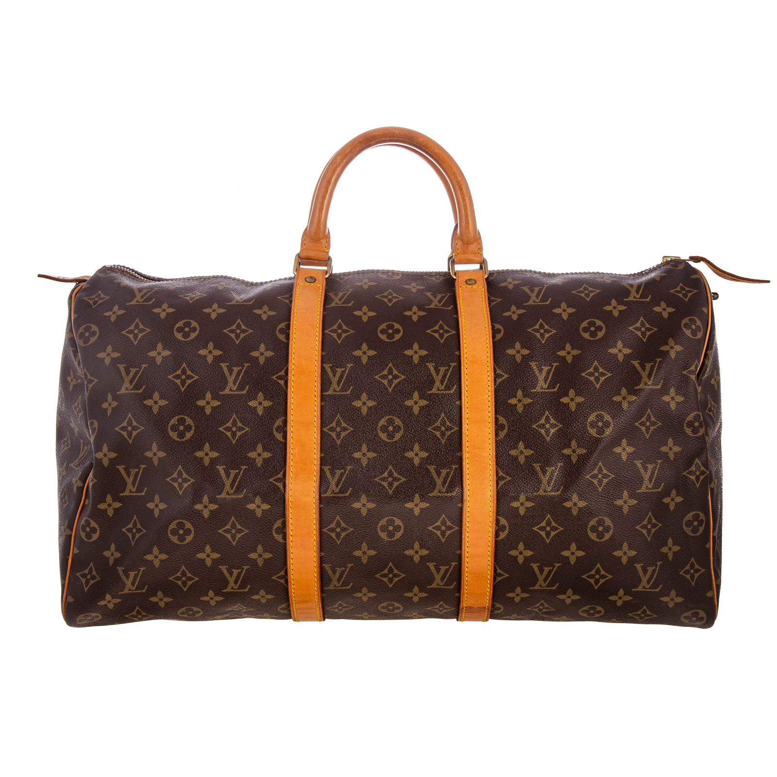 Appraisal: A LOUIS VUITTON MONOGRAM KEEPALL A brown and tan Monogram