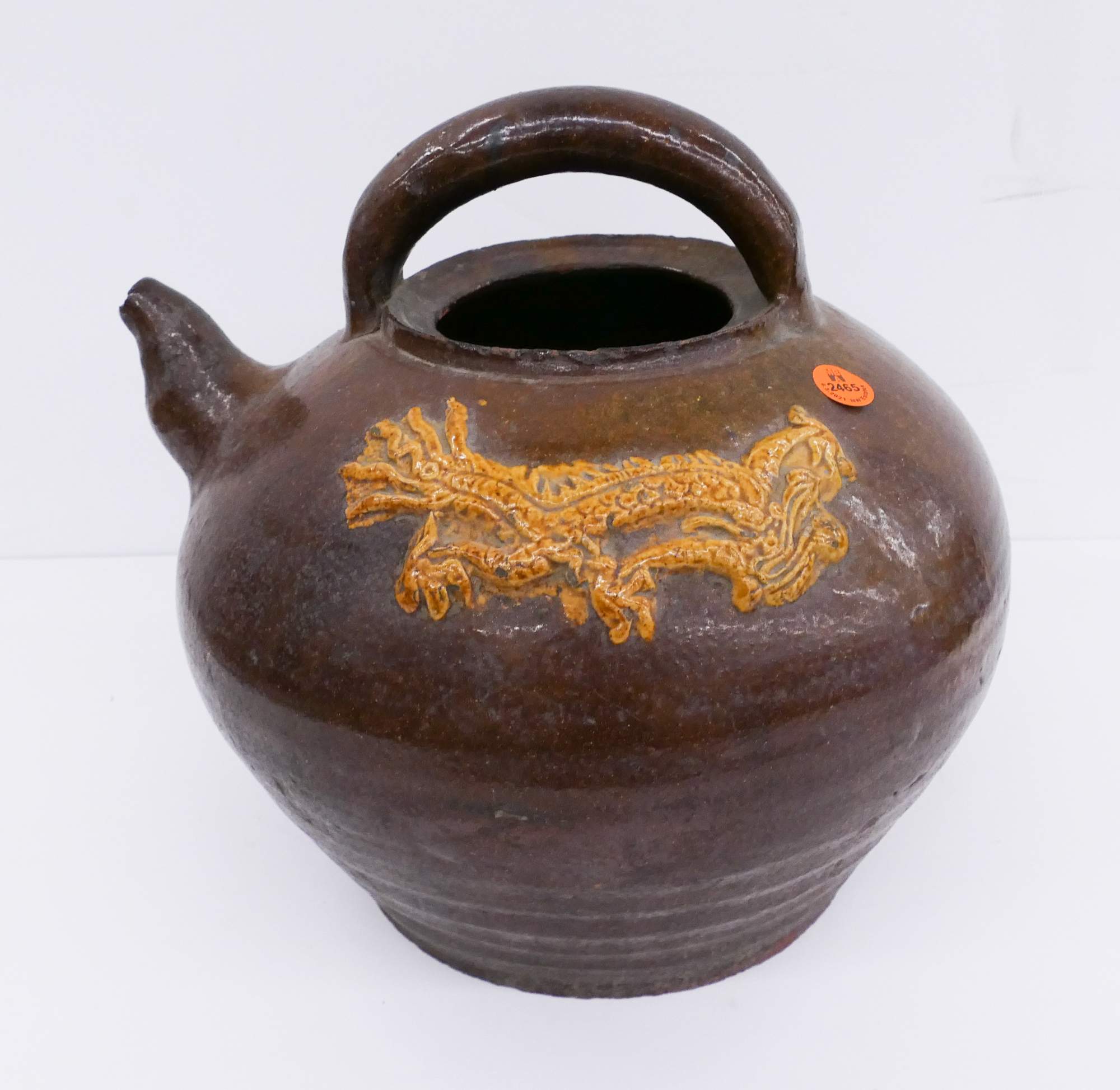 Appraisal: Antique Asian Provincial Brown Pottery Teapot- ''