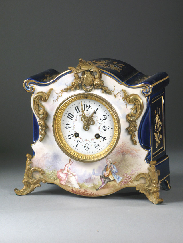 Appraisal: FRENCH SEVRES STYLE PORCELAIN CLOCK time and strike movement with