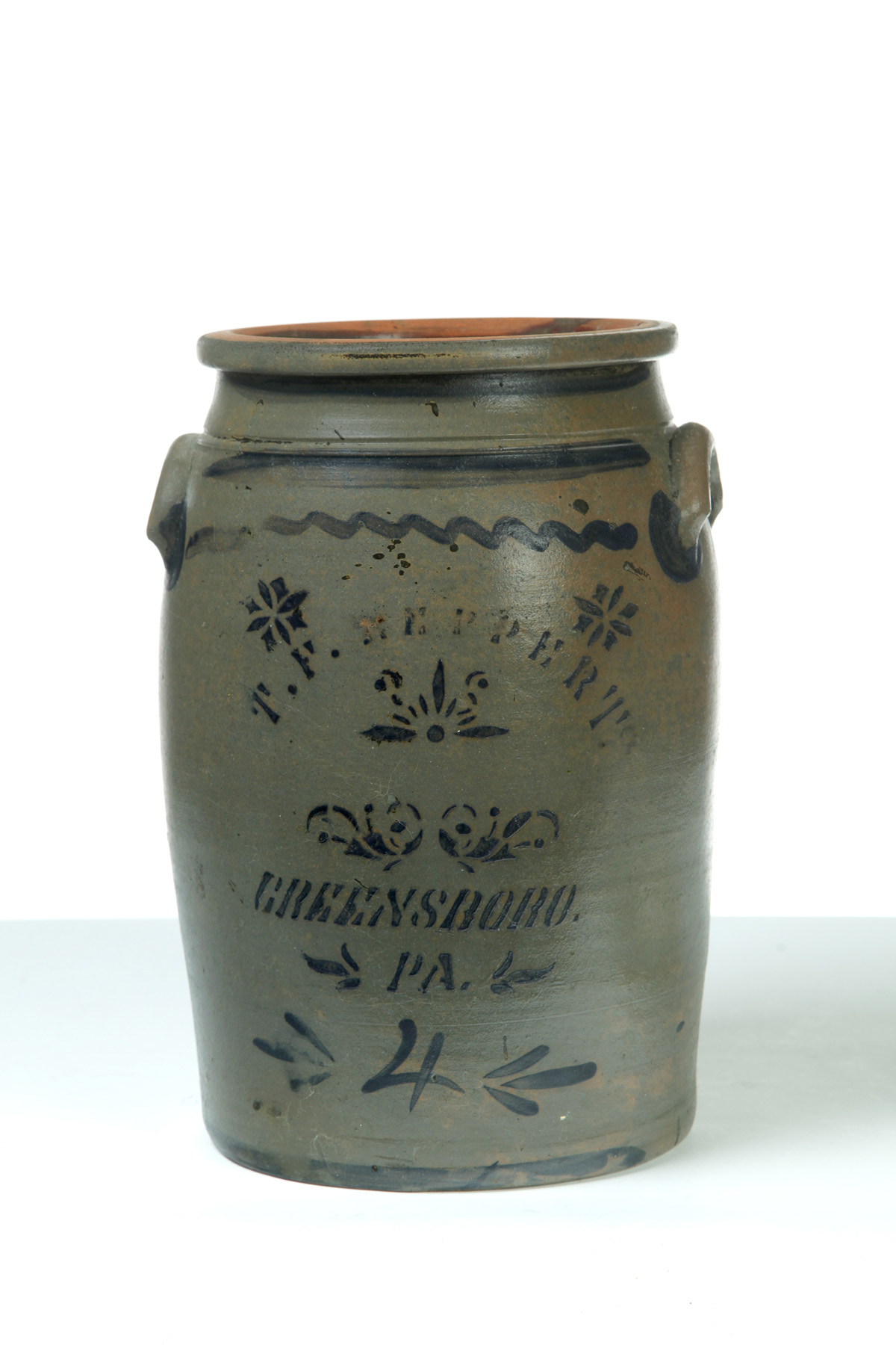 Appraisal: T F REPPERT FOUR-GALLON STONEWARE JAR American th quarter- th