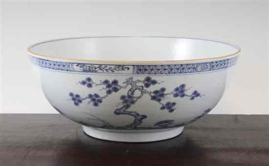 Appraisal: A Chinese blue and white punch bowl Qianlong period painted