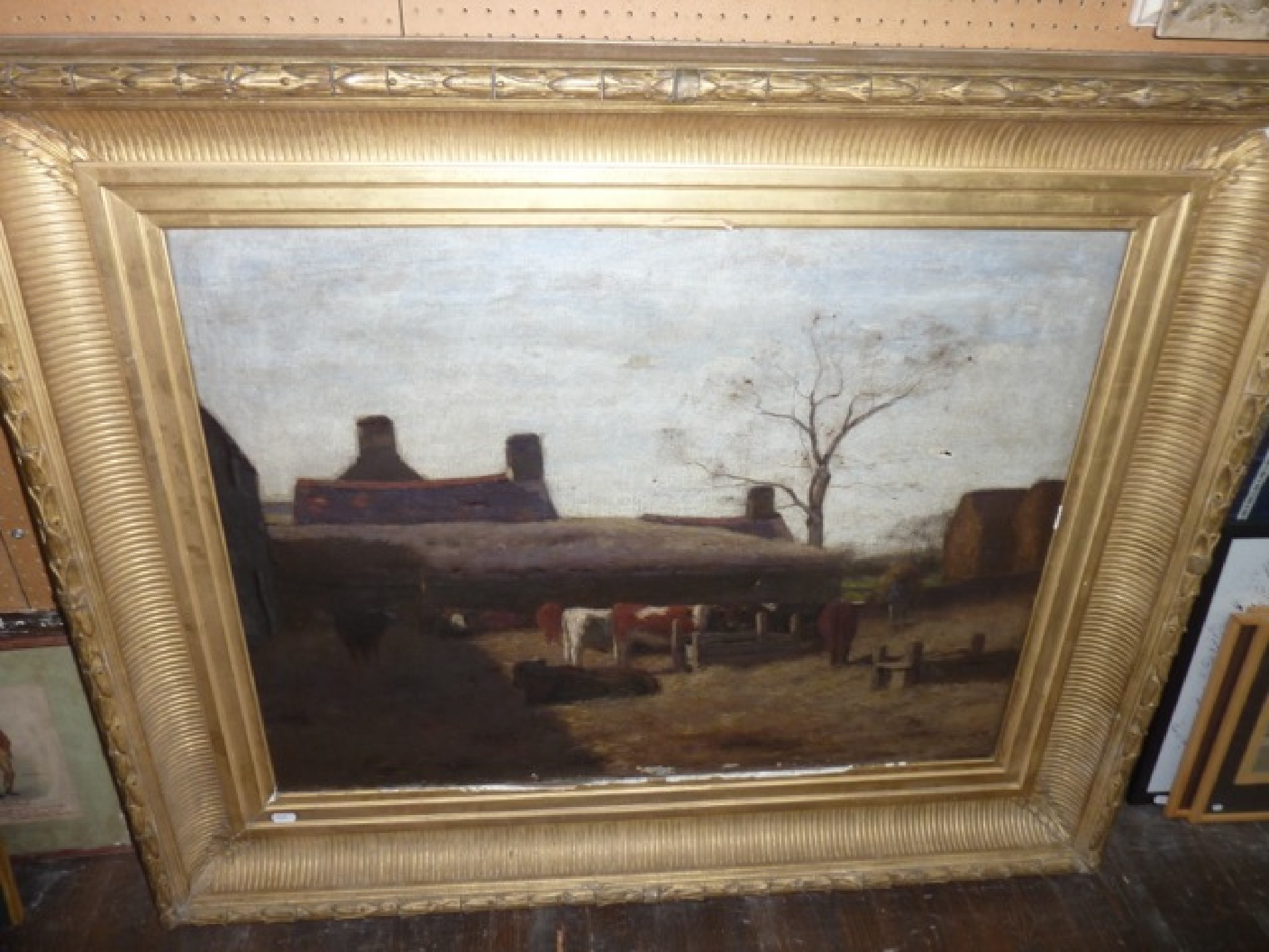 Appraisal: A large early th century oil painting on canvas in