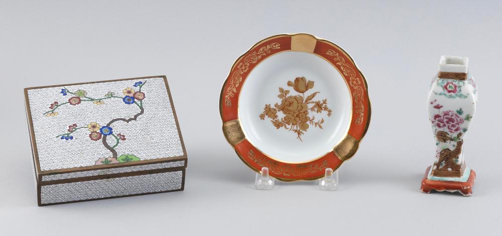 Appraisal: THREE ASSORTED CHINESE AND FRENCH ITEMS th Century Limoges porcelain