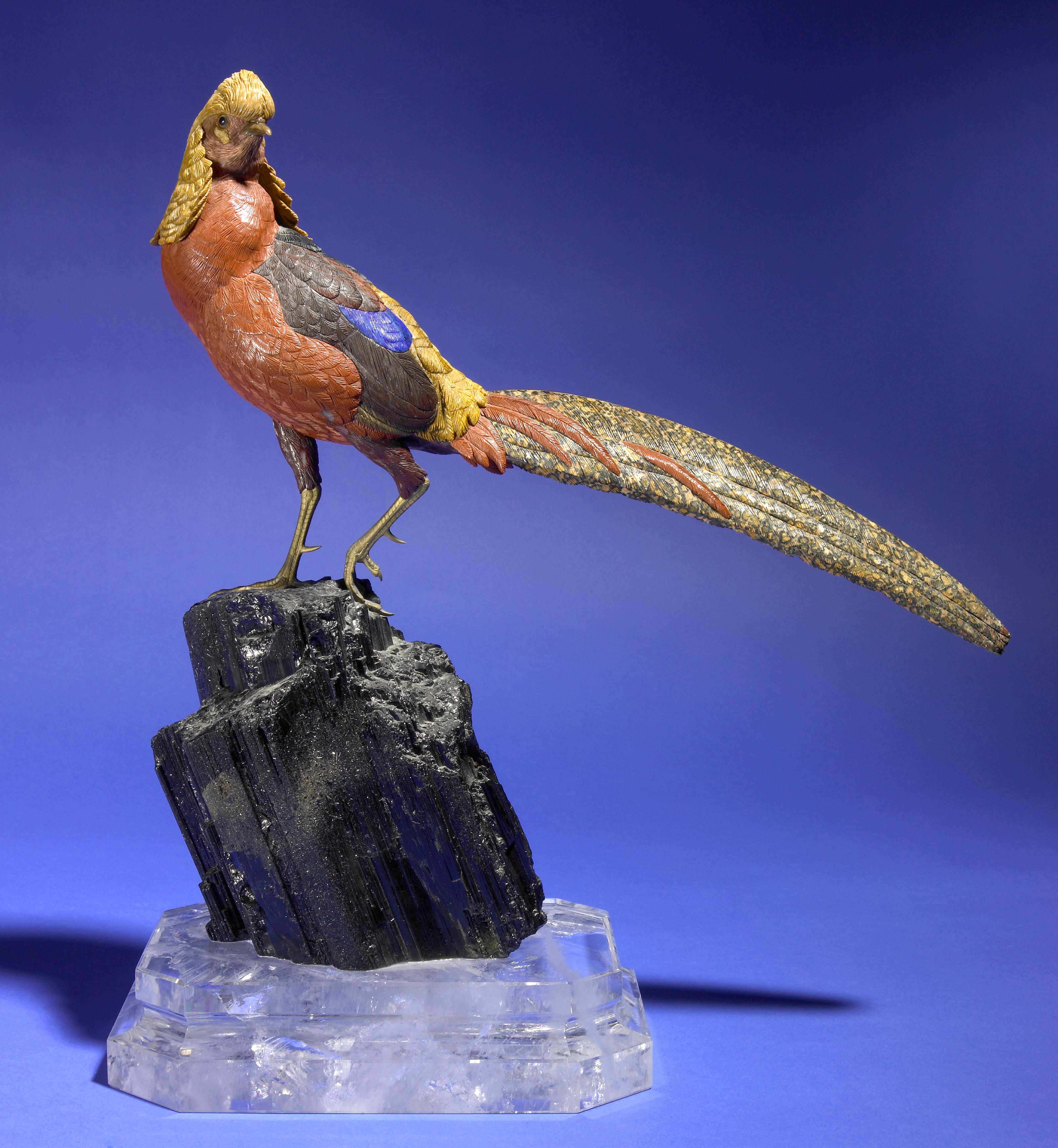 Appraisal: Gemstone Carving''The Golden Pheasant'' By Paul DreherIdar-Oberstein GermanyAn example of