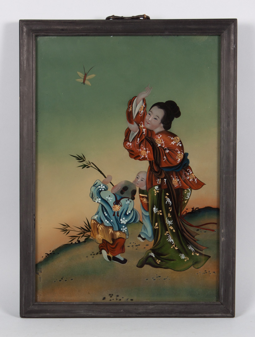 Appraisal: Chinese Export reverse painting on glass early th century depicting