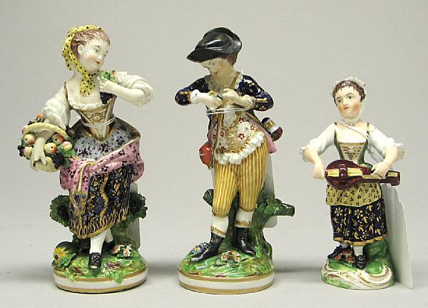 Appraisal: Three Bloor Derby porcelain figures second quarter th century Each