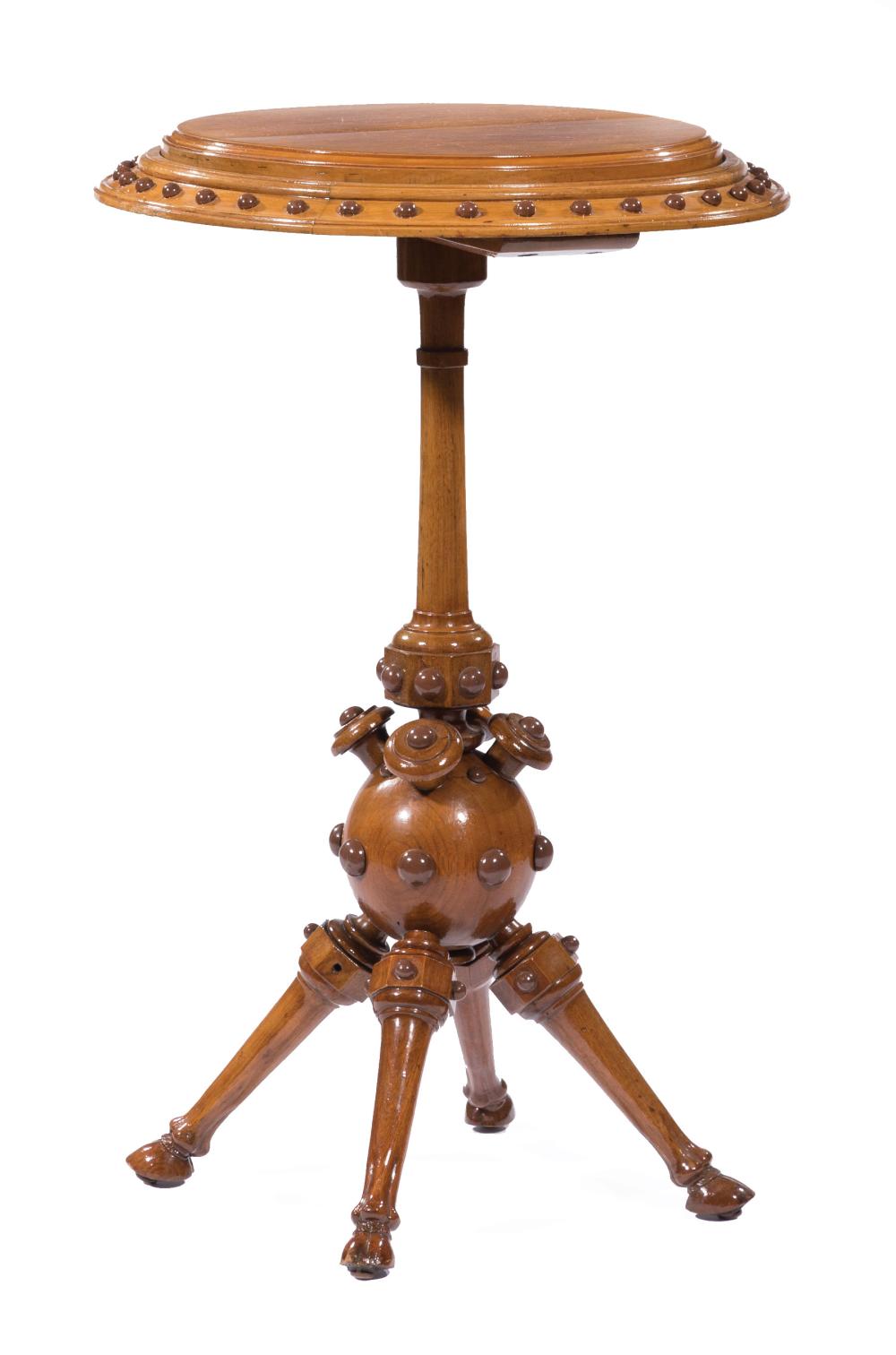 Appraisal: Aesthetic Walnut Stand th c half-spherule decorated flange octagonal spherule