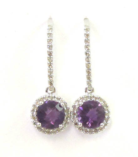 Appraisal: PAIR OF AMETHYST AND DIAMOND EARRINGS each k white gold