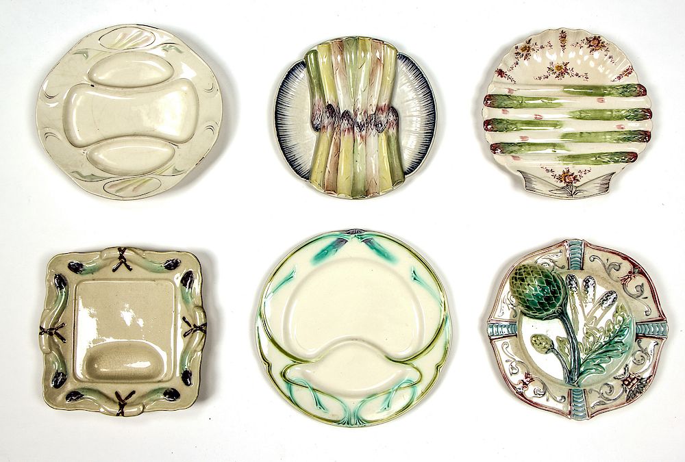 Appraisal: Collection of Antique Asparagus Plates France Collection of Antique Asparagus