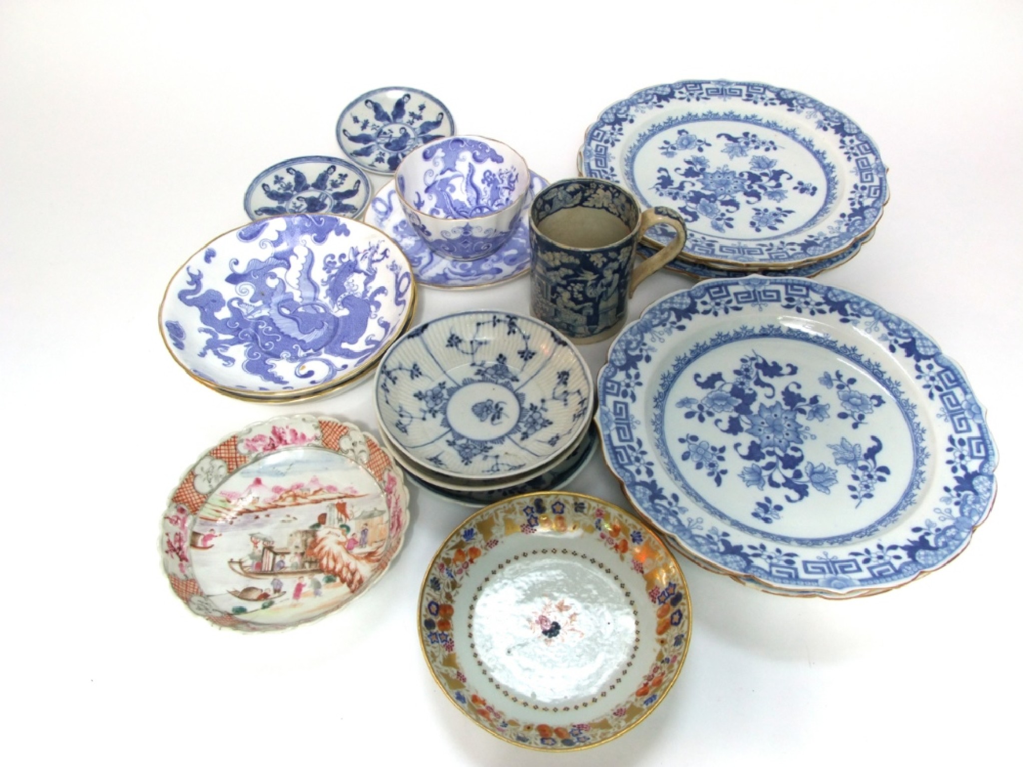 Appraisal: A collection of th century blue and white ceramics including