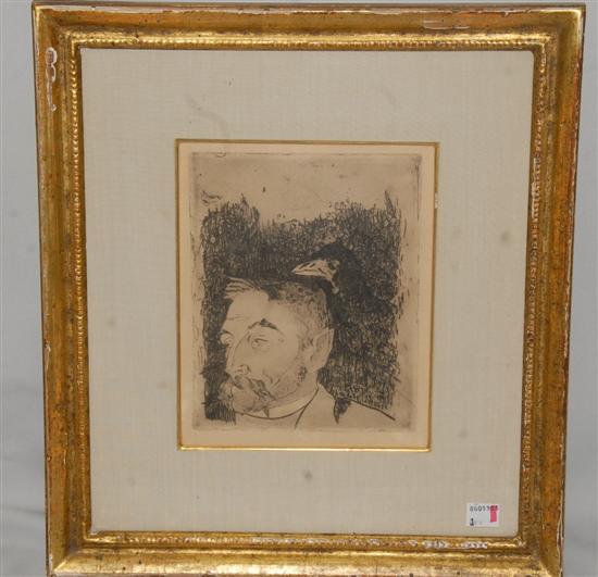 Appraisal: PAUL GAUGIN FRENCH - Etching Portrait of Stephane Mallarne Initialed