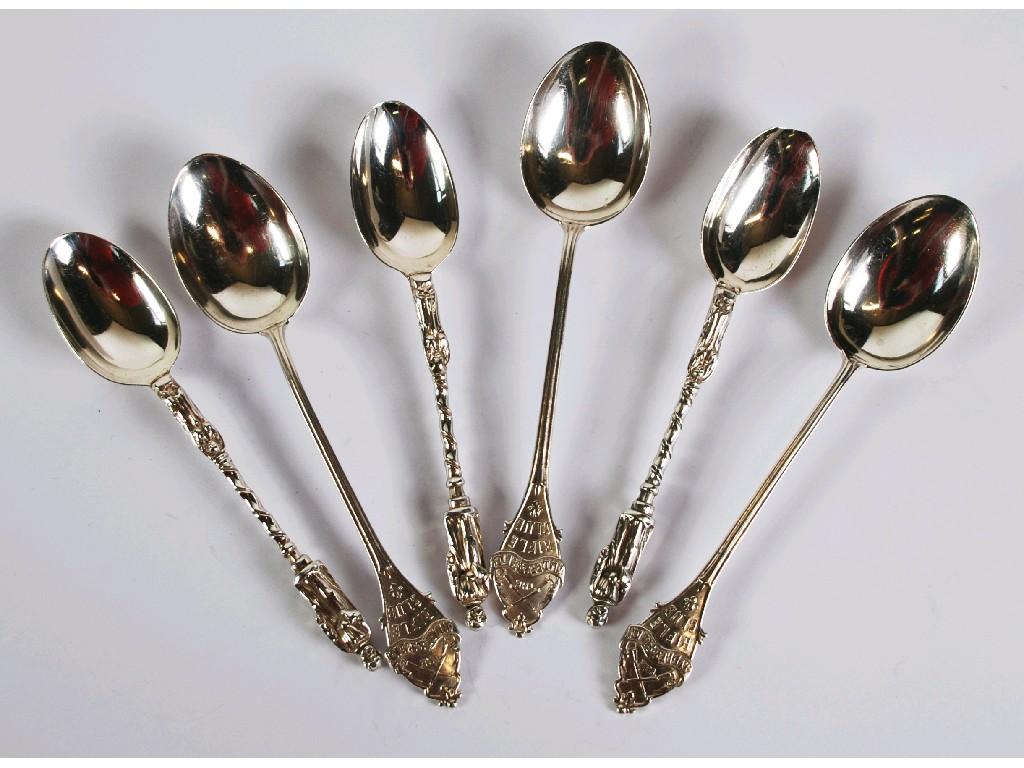 Appraisal: SET OF FIVE VICTORIAN SILVER APOSTLE TOP TEASPOONS with bamboo