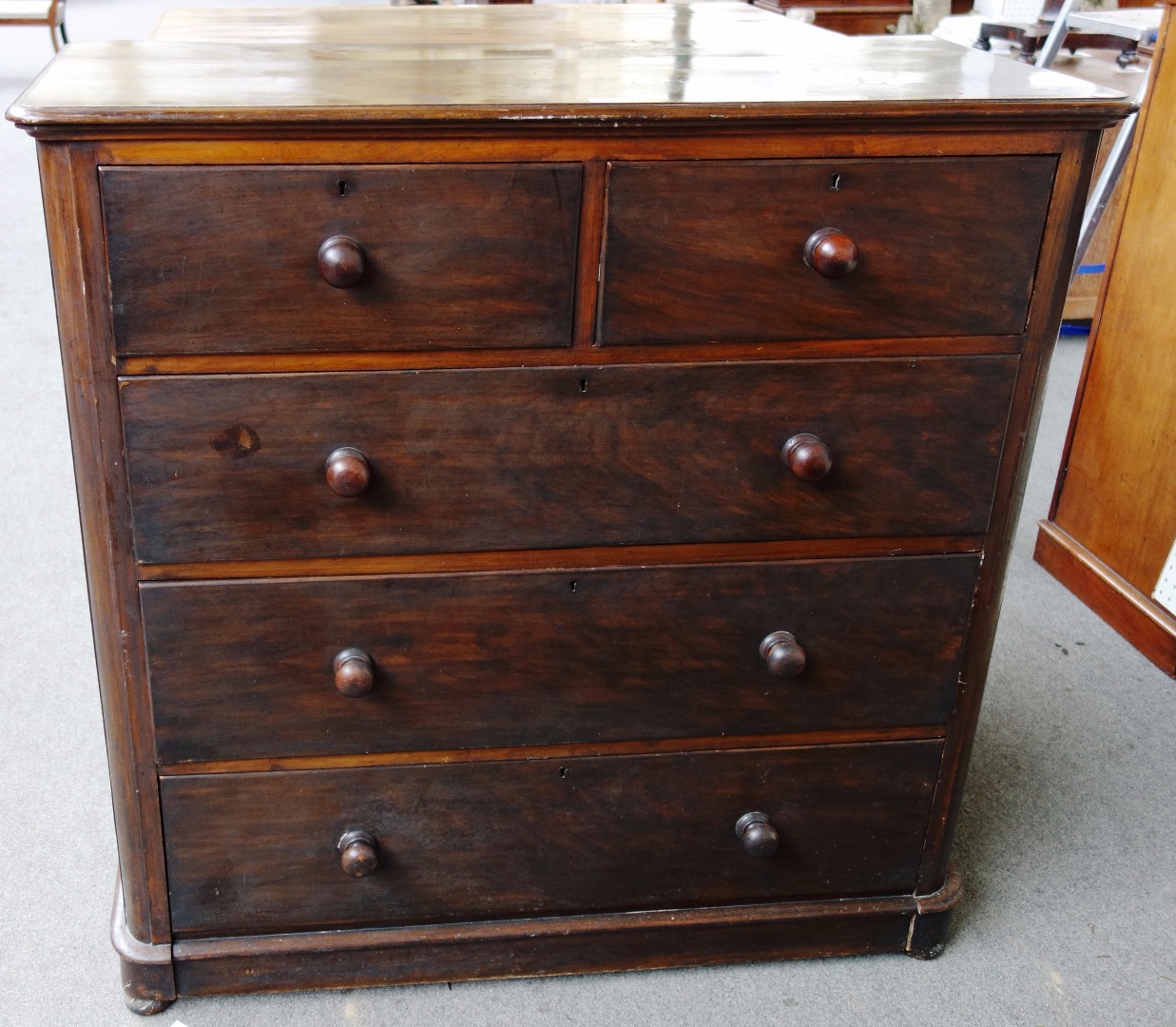 Appraisal: A Victorian mahogany chest of two short and three long