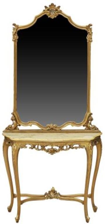 Appraisal: Louis XV style console table and mirror th c rocaille