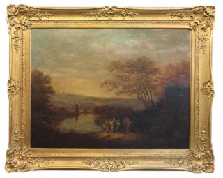 Appraisal: Antique Oil Of Neo-Classic Like Outdoor Scene No signature found