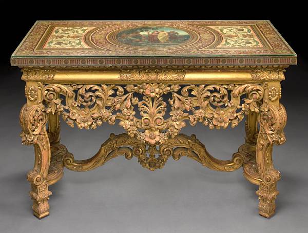 Appraisal: An Italian Renaissance Revival carved giltwood console table first half