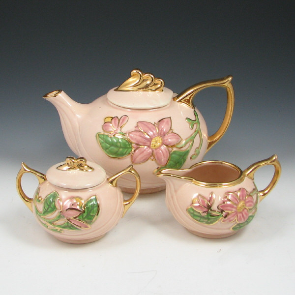 Appraisal: Hull Magnolia Gloss Tea Set w Gold Magnolia Gloss tea