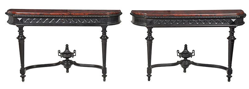 Appraisal: Pair Classical Style Faux Painted Pier Tables th century in