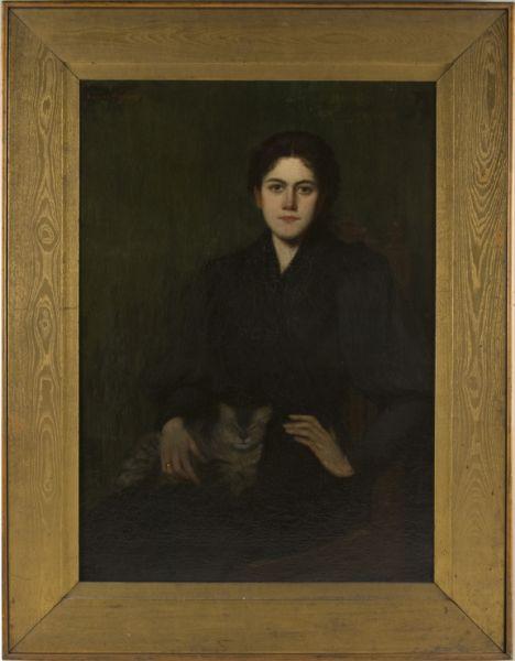 Appraisal: George Hughes NY - Woman with Cat oil on canvas