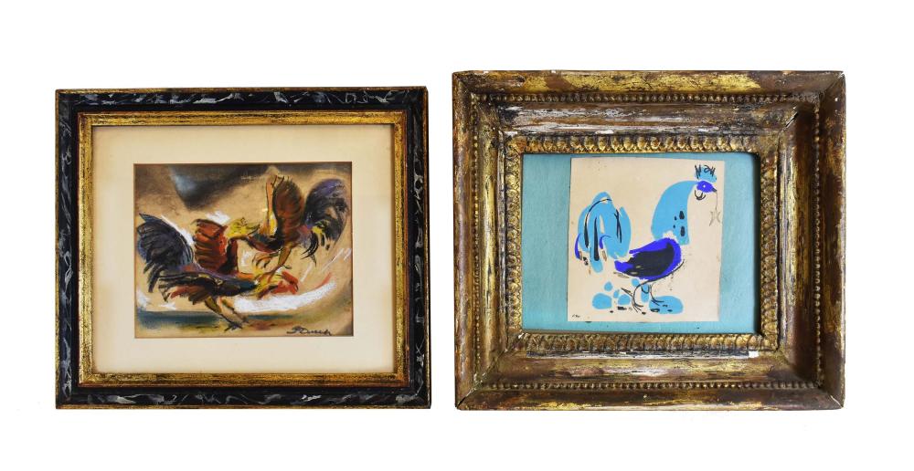 Appraisal: TWO TH CENTURY BIRD PAINTINGSTWO PAINTINGS DUSCH MALOUF G F