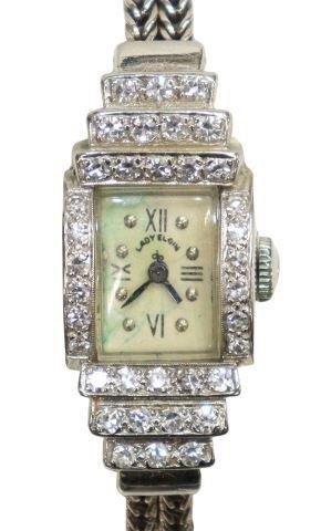 Appraisal: Estate Art Deco Retro Elgin lady's wristwatch kt white gold